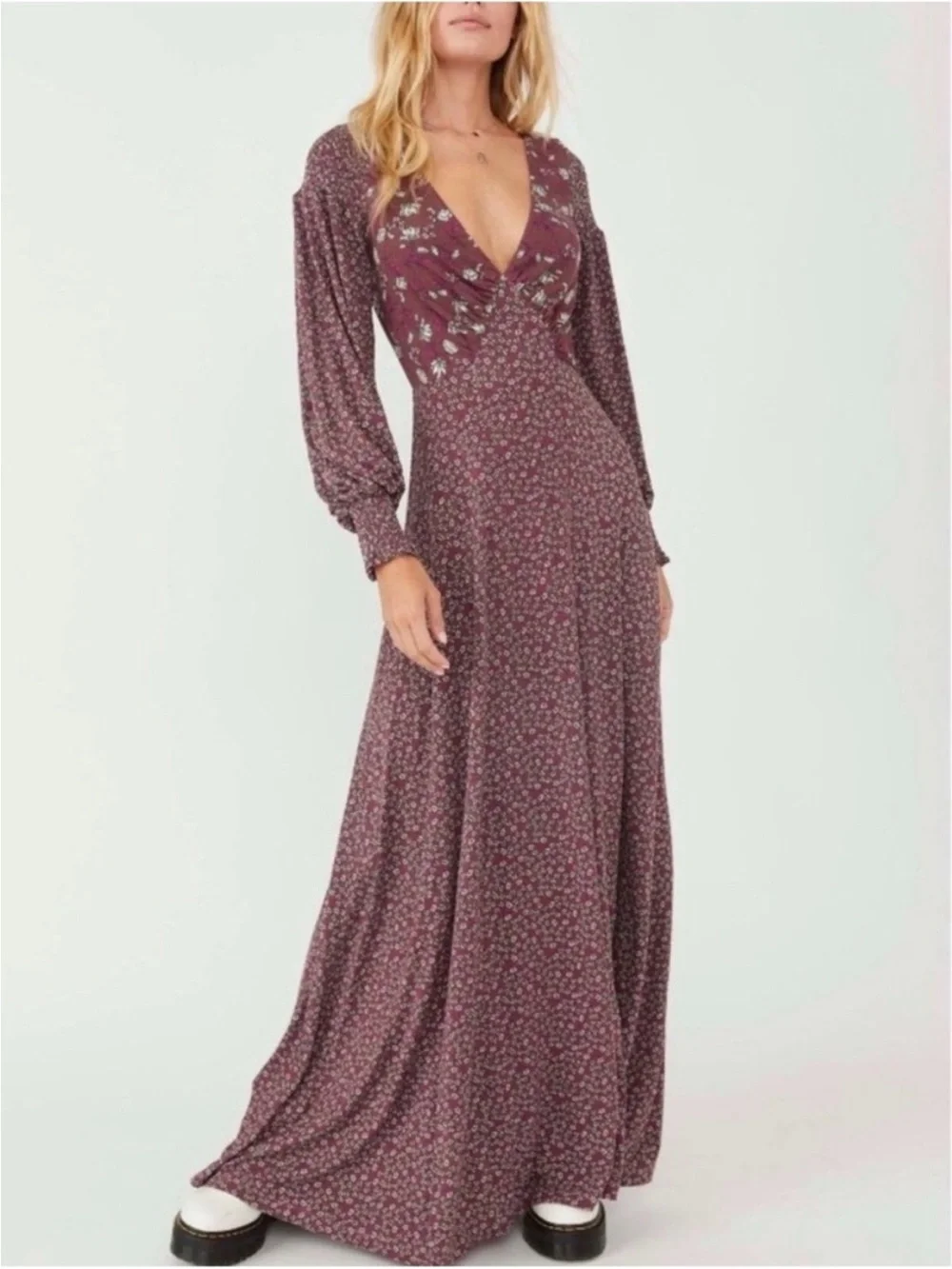 Free People Love Story Maxi Dress In Raisin Combo Size XS